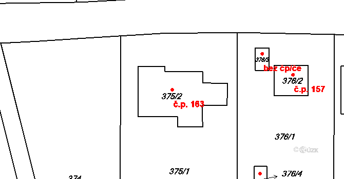 Přerov XIII-Penčice 163, Přerov na parcele st. 375/2 v KÚ Penčičky, Katastrální mapa