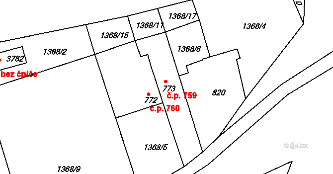 Humpolec 759 na parcele st. 773 v KÚ Humpolec, Katastrální mapa