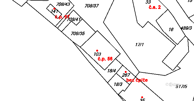 Horní Studenec 56, Ždírec nad Doubravou na parcele st. 103 v KÚ Horní Studenec, Katastrální mapa