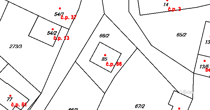 Štipoklasy 56 na parcele st. 85 v KÚ Štipoklasy u Černín, Katastrální mapa