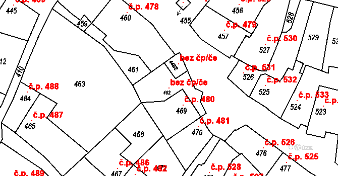 Jemnice 115194517 na parcele st. 462 v KÚ Jemnice, Katastrální mapa