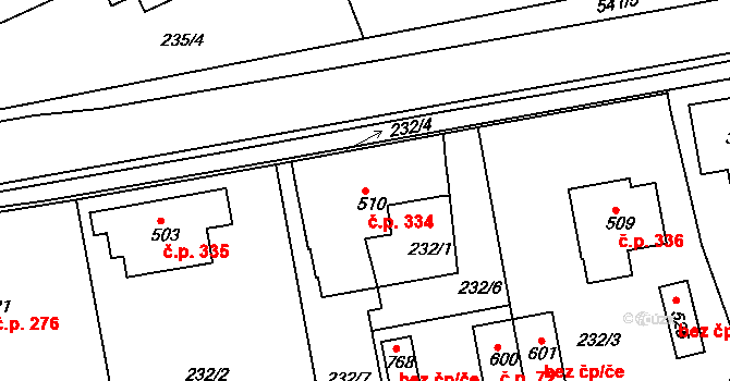 Železná Ruda 334 na parcele st. 510 v KÚ Železná Ruda, Katastrální mapa