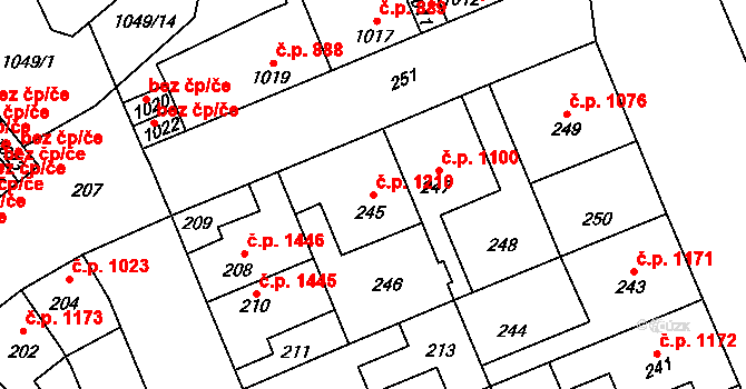 Kročehlavy 1210, Kladno na parcele st. 245 v KÚ Kročehlavy, Katastrální mapa