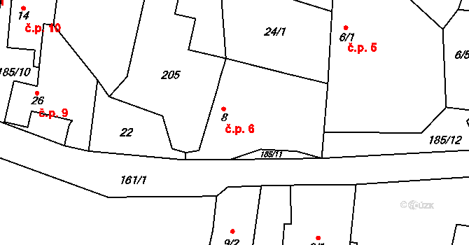 Máslovice 6 na parcele st. 8 v KÚ Máslovice, Katastrální mapa