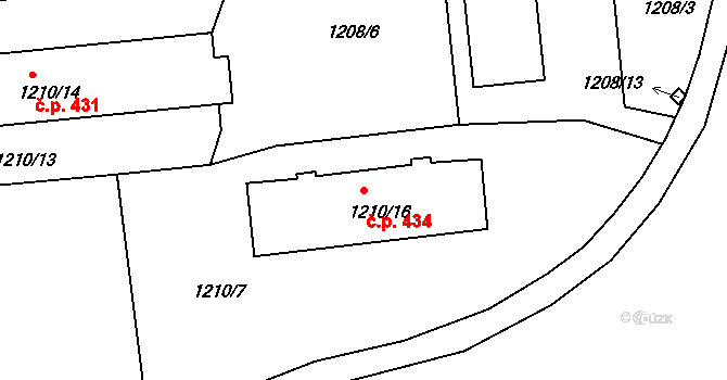 Podmoklice 434, Semily na parcele st. 1210/16 v KÚ Semily, Katastrální mapa