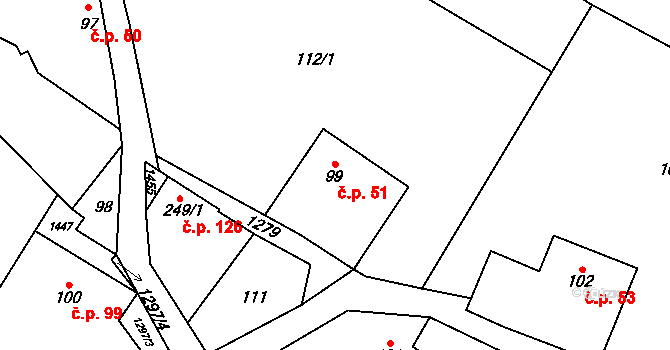 Vojice 51, Podhorní Újezd a Vojice na parcele st. 99 v KÚ Vojice, Katastrální mapa