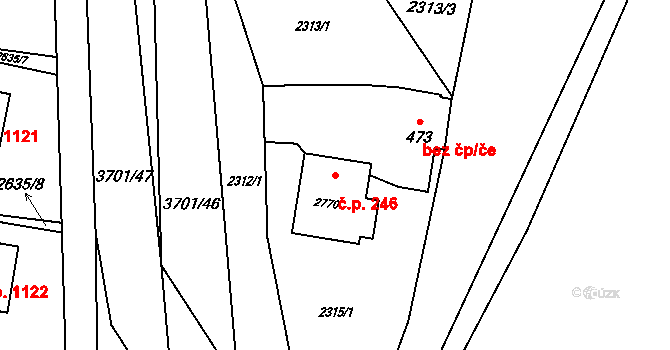Rožnov pod Radhoštěm 246 na parcele st. 2770 v KÚ Rožnov pod Radhoštěm, Katastrální mapa