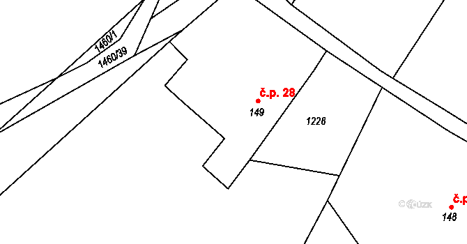 Filipov 28, Kameničky na parcele st. 149 v KÚ Filipov, Katastrální mapa