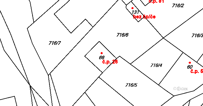 Číhalín 26 na parcele st. 66 v KÚ Číhalín, Katastrální mapa