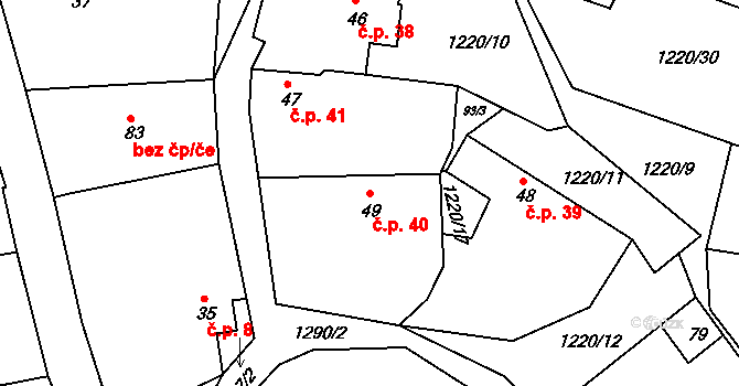 Konětopy 40, Pnětluky na parcele st. 49 v KÚ Konětopy u Pnětluk, Katastrální mapa