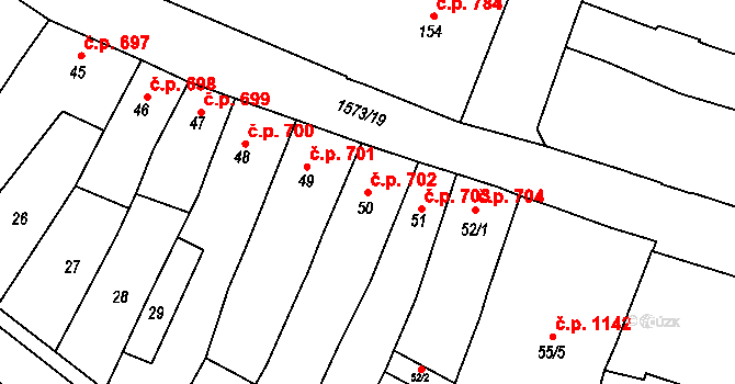 Litovel 702 na parcele st. 50 v KÚ Litovel, Katastrální mapa