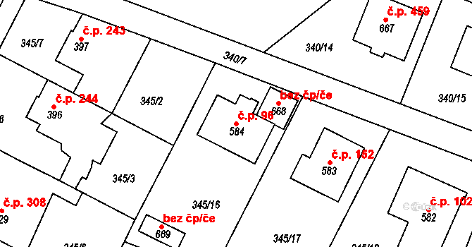 Staňkov II 96, Staňkov na parcele st. 584 v KÚ Staňkov-ves, Katastrální mapa