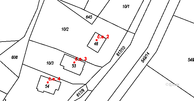 Milhostov 2, Zádub-Závišín na parcele st. 48 v KÚ Milhostov u Mariánských Lázní, Katastrální mapa