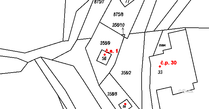 Lipnice 1, Český Rudolec na parcele st. 56 v KÚ Lipnice u Markvarce, Katastrální mapa