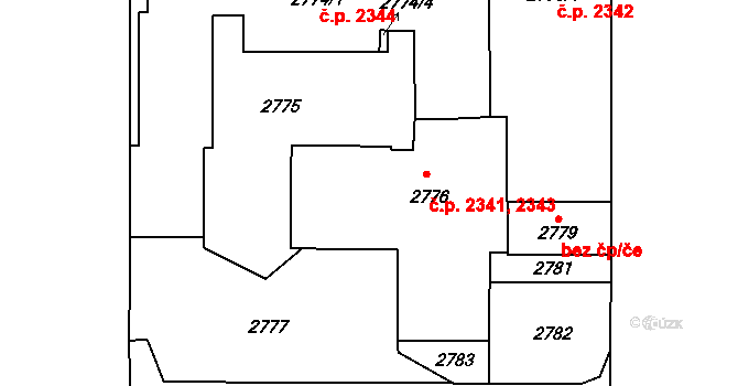 Stodůlky 2341,2343, Praha na parcele st. 2776 v KÚ Stodůlky, Katastrální mapa