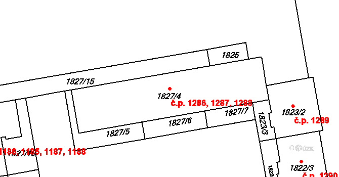Vršovice 1286,1287,1288, Praha na parcele st. 1827/4 v KÚ Vršovice, Katastrální mapa