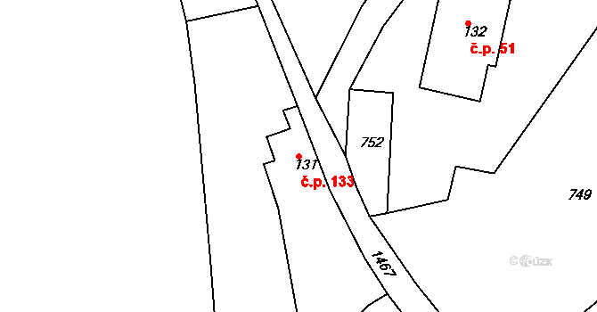 Poříčí 133, Trutnov na parcele st. 131 v KÚ Poříčí u Trutnova, Katastrální mapa