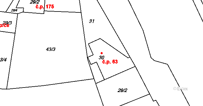 Havlovice 63 na parcele st. 30 v KÚ Havlovice, Katastrální mapa