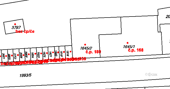 Náchod 180 na parcele st. 1645/2 v KÚ Náchod, Katastrální mapa