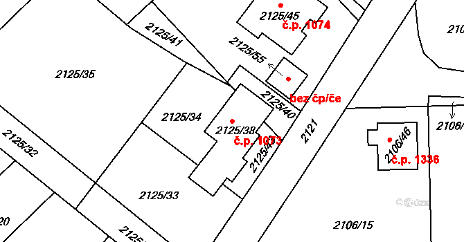 Liberec XIV-Ruprechtice 1073, Liberec na parcele st. 2125/38 v KÚ Ruprechtice, Katastrální mapa