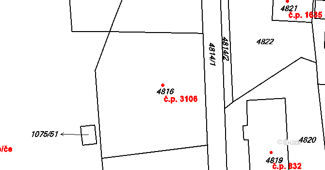Česká Lípa 3106 na parcele st. 4816 v KÚ Česká Lípa, Katastrální mapa