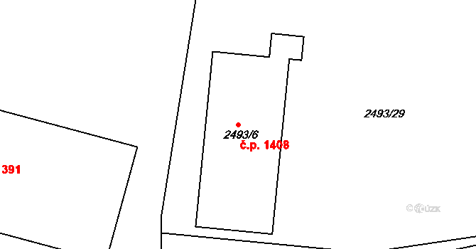 Smržovka 1408 na parcele st. 2493/6 v KÚ Smržovka, Katastrální mapa
