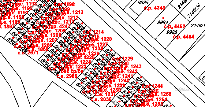 Hodonín 1230 na parcele st. 6705 v KÚ Hodonín, Katastrální mapa