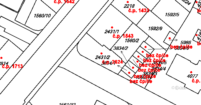 Budějovické Předměstí 2624, Písek na parcele st. 2431/2 v KÚ Písek, Katastrální mapa