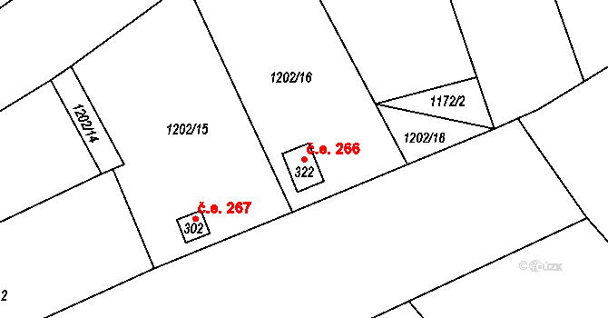 Líšťany 266 na parcele st. 322 v KÚ Líšťany u Cítolib, Katastrální mapa