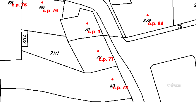 Neveklov 77 na parcele st. 72 v KÚ Neveklov, Katastrální mapa