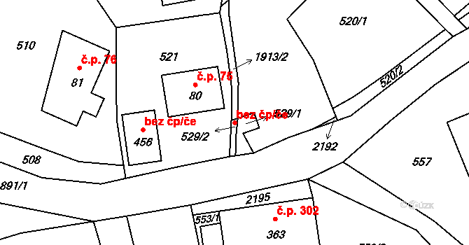 Bílý Potok 38447517 na parcele st. 529/2 v KÚ Bílý Potok pod Smrkem, Katastrální mapa