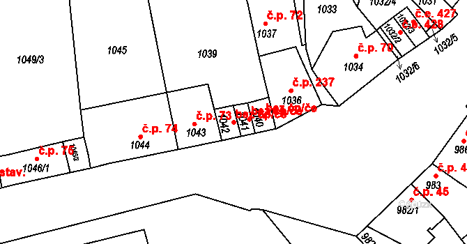 Bílina 39101517 na parcele st. 1042 v KÚ Bílina, Katastrální mapa