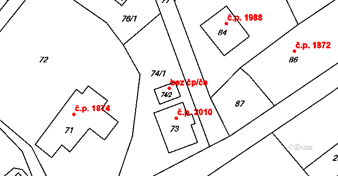 Rožnov pod Radhoštěm 42022517 na parcele st. 74/2 v KÚ Tylovice, Katastrální mapa