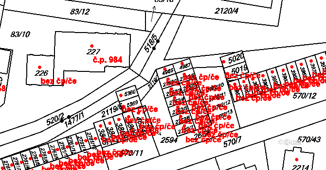 Třebíč 44128517 na parcele st. 2762/2 v KÚ Třebíč, Katastrální mapa