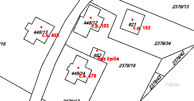 Josefův Důl 44192517 na parcele st. 652 v KÚ Antonínov, Katastrální mapa