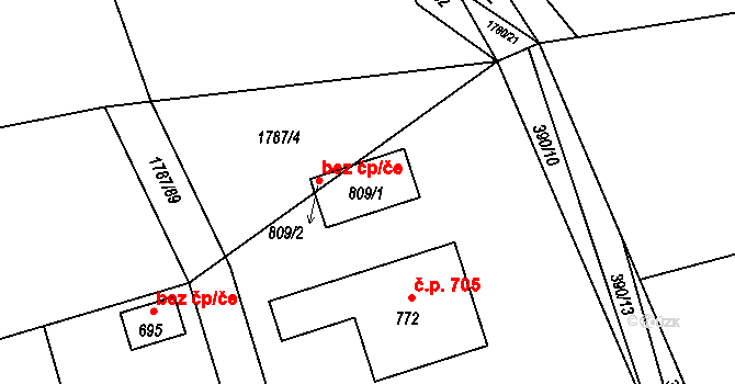 Mořkov 44354517 na parcele st. 809/1 v KÚ Mořkov, Katastrální mapa