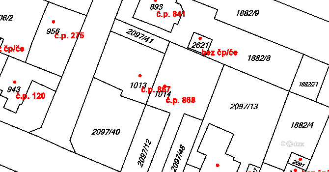 Kateřinky 868, Opava na parcele st. 1014 v KÚ Kateřinky u Opavy, Katastrální mapa