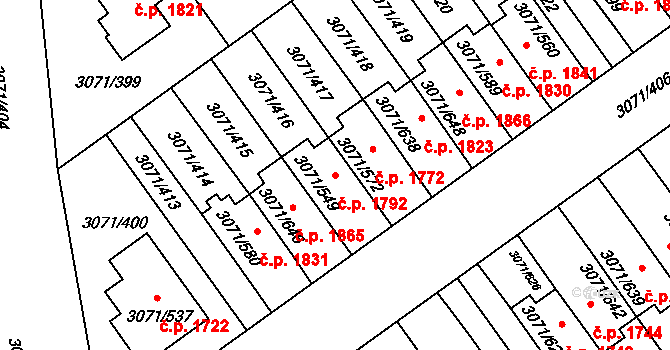 Hlučín 1792 na parcele st. 3071/549 v KÚ Hlučín, Katastrální mapa