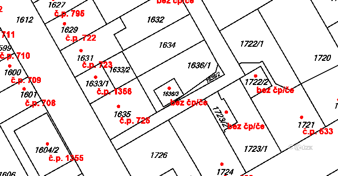 Hulín 48480517 na parcele st. 1636/3 v KÚ Hulín, Katastrální mapa