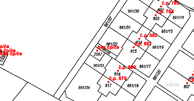 Červený Kostelec 49724517 na parcele st. 2087 v KÚ Červený Kostelec, Katastrální mapa