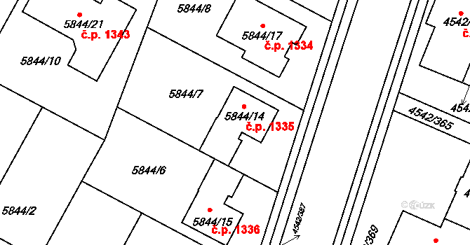Hustopeče 1335 na parcele st. 5844/14 v KÚ Hustopeče u Brna, Katastrální mapa