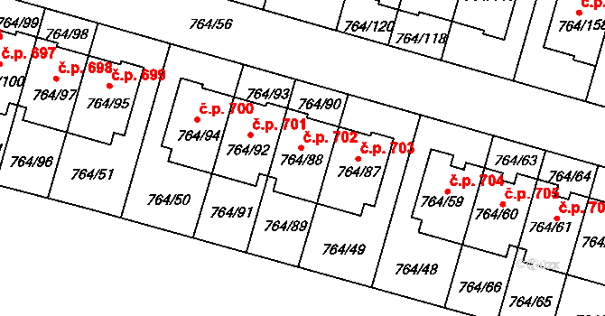 Štěnovice 702 na parcele st. 764/88 v KÚ Štěnovice, Katastrální mapa