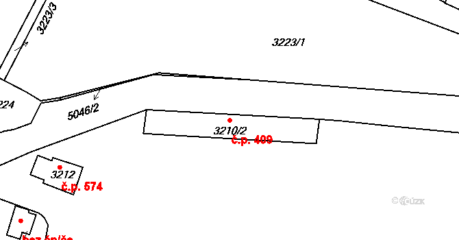 Louny 409 na parcele st. 3210/2 v KÚ Louny, Katastrální mapa