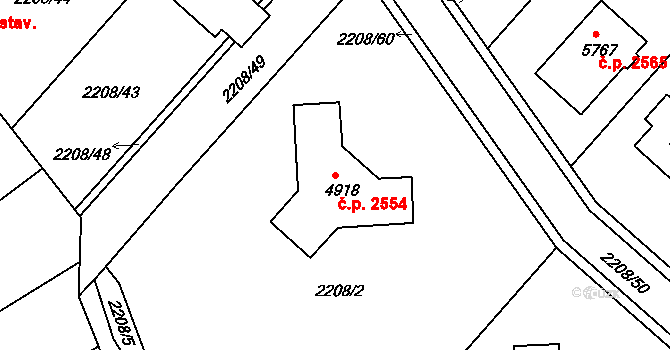 Rakovník II 2554, Rakovník na parcele st. 4918 v KÚ Rakovník, Katastrální mapa