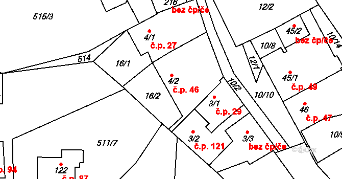 Termesivy 46, Havlíčkův Brod na parcele st. 4/2 v KÚ Termesivy, Katastrální mapa