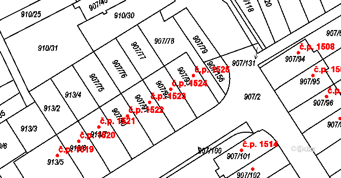 Rychnov nad Kněžnou 1524 na parcele st. 907/92 v KÚ Rychnov nad Kněžnou, Katastrální mapa