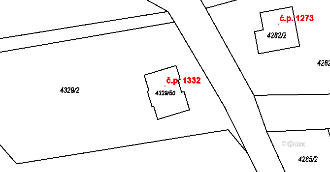 Vendryně 1332 na parcele st. 4329/50 v KÚ Vendryně, Katastrální mapa