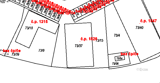 Doubravka 1526, Plzeň na parcele st. 73/37 v KÚ Doubravka, Katastrální mapa