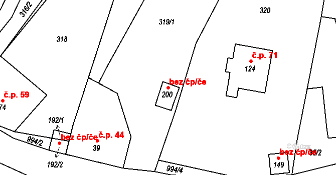 Žernovice 100732518 na parcele st. 200 v KÚ Žernovice, Katastrální mapa