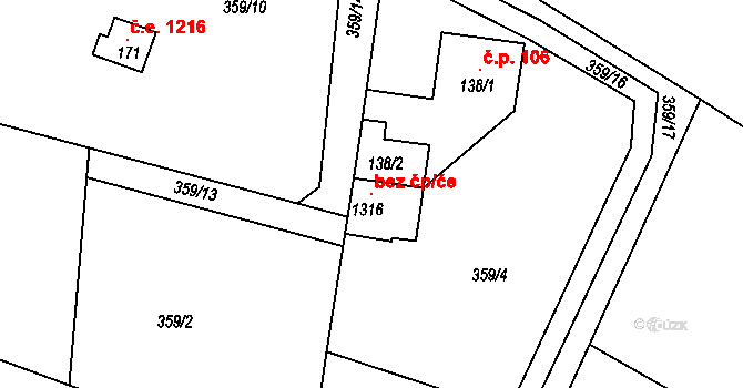Kamenice 106061518 na parcele st. 1316 v KÚ Ládví, Katastrální mapa